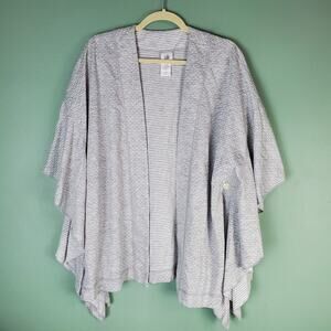 Cabi ATC Reversible Gray Ivory Polka Dot Stripe Cape Size M/L